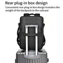 1pc Men's Business Backpack, Leather-Like Waterproof Travel Bag, Large Capacity Multi-Compartment Laptop Backpack, Expandable School Bag, Anti-Theft - Multicolor - View 11