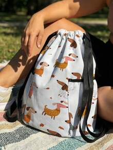 1PC Drawstring Backpack, Drawstring Bag, Sports Backpack, Large‑Capacity Lightweight Style, Outdoor & Fitness Storage Bag, Dog Pattern Print, Perfect For Storing Sports Gear And Changing Clothes - Cartoon Puppy 8401817 - View 3