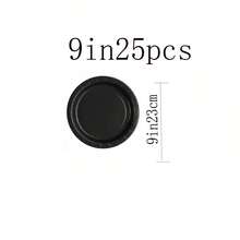 100/50/25/10/1pc Black Paper Plates, Luxury Party Plates, Suitable For Wedding, Birthday, Banquet, Picnic, Gathering, Dessert And Food Display, Disposable For Quick Table Cleanup, Holiday Party Table Decor Paper Plates - Black - View 20