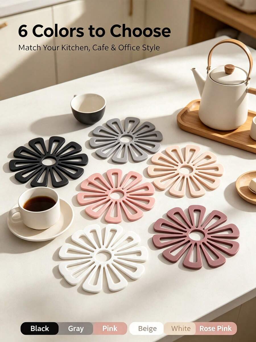 Silicone Coasters Flower Coasters Heat-Resistant Table Mat Non-Slip Coasters Hollow Decorative Coasters Kitchen Tabletop Protector Mat - View 1