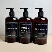 3pcs Soap Dispenser Bottle 500ml, Refillable Shampoo Body Wash Conditioner Empty Press Pump Storage Container For Home Bathroom Hotel - Short, Rounded Shoulders - View 9