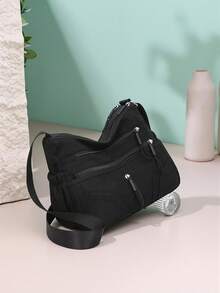 1pc Women's Elegant Solid Color Nylon Fabric Multi-Pocket Crossbody Bag, Minimalist Lightweight Design, Suitable For Shopping, Outdoor, Vacation, Commuting, Work, High-End Mommy Bag - Multicolor - View 9
