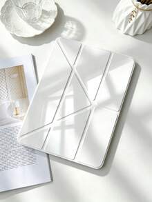1 st transparent akryl Y-vikande vitt surfplattaskydd kompatibelt med iPad Mini6/Mini7/10.2/10.5/Air4/Air5/10.9/Pro11"/10th/Air 11-In.(M2)-2024/ Pro 11-In.(M4)-2024/ Air 11-Inch (M3) 2025/ (A16) 11 Inch 11th Generation 2025-modeller, flervinkligt justerbart ställ, inbyggd pennplats, högtransparent akrylskal på baksidan, stötsäkert, viloläge/väckning, minimalistiskt/klassiskt/casual skyddande skal - Vitt - Visa 4