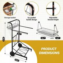 Carrito De Bolsa De Basura Mejorado Con Cesta De Almacenamiento Y Mango Ergonómico, Soporte Ajustable Para Bolsas De Hojas Para Exteriores De 30 A 45 Galones De Capacidad, Ideal Para Limpieza De - Multicolor - View 2