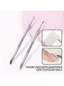 Nail Pusher Slanted Shovel Style Cuticle Remover & Manicure Prep Tool, With Nail File, Essential For Dead Skin Removal & Pre-Polishing, Manicure & Pedicure Salon Must-Have, Fragrance-Free Tool Accessory - Multicolor - View 5