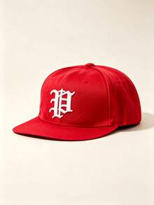 1pc Unisex Flat Brim Snapback Cap, P Letter Gothic Embroidery, Hip‑Hop Street Style, Adjustable, For Casual, Street, Party, Travel Daily Wear - Multicolor - View 6