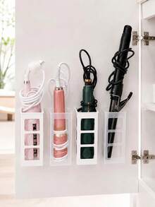 Curling Iron Storage Box, Hair Dryer Holder, Straightener Organizer Rack, Divided Storage, Strong Load-Bearing, No-Drill Design, Moisture-Proof, Wall-Mounted, Plastic Material, Multi-Function Storage Rack - Multicolor - View 8