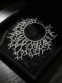 Xiacheng 1Pc Gothic Corals Choker Necklace Versatile Fashion Pieces Accessory Portable For Stylish Outfits Ladies,Women Unique Punk Y2K Jewelry For Halloween - White - View 1