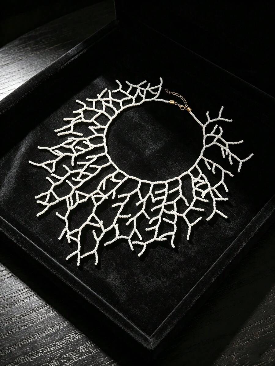 Xiacheng 1Pc Gothic Corals Choker Necklace Versatile Fashion Pieces Accessory Portable For Stylish Outfits Ladies,Women Unique Punk Y2K Jewelry For Halloween - White - View 1
