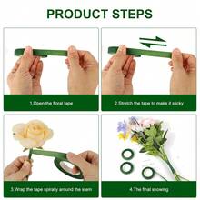 4/12 Roll Floral Tape, For Wrapping Bouquet Stems, Green Floral Tape, For Floral Craft Projects Corsages, Wedding Bouquets - A - View 8