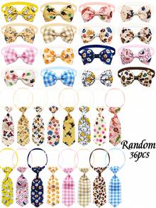 12/36pcs Cartoon Print Pet Bow Tie & Necktie With Adjustable Elastic Band, Universal Decoration For Small And Medium Dogs And Cats, Suitable For Daily Wear, Parties And Pet Photography, Sweet Gift For Birthday And Christmas To Make Pets Happy - Multicolor - View 10