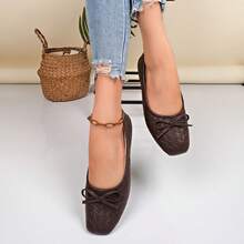 Women's Summer New Fashion Flat Shoes, Hollow-Out Buckle Design, Comfortable Wear, Suitable For Travel, …Vacation, Mother's Day,Ballet Flat - Brown - View 12