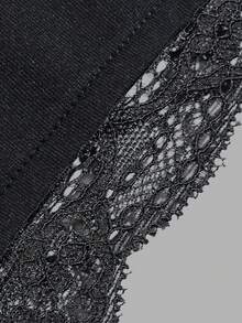 Women Fall Lace Trim One‑Shoulder Short Sleeve Top, Ruched Waist Batwing Sleeve Casual Blouse - Black - View 5