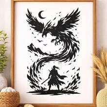 Phoenix Template, A4 Size Reusable Plastic Painting Stencil, For Fabric, Farmhouse Art Projects And DIY Crafts. Suitable For Wall Art, T-Shirts, Home Decor, Easy To Use, 11.7 Inches X 8.3 Inches Template - A - View 5