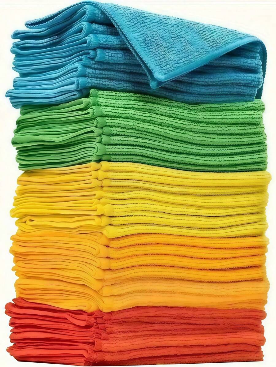 1/5/6 Sets Random Color Microfiber Cleaning Cloth Set - Multi-Purpose Towels, Suitable For Home And Kitchen, Durable And Absorbent, Perfect For Living Room, Bedroom, Bathroom And Furniture, Easily Remove Stains And Grease, Essential Cleaning Supplies - Multiple Styles - View 1