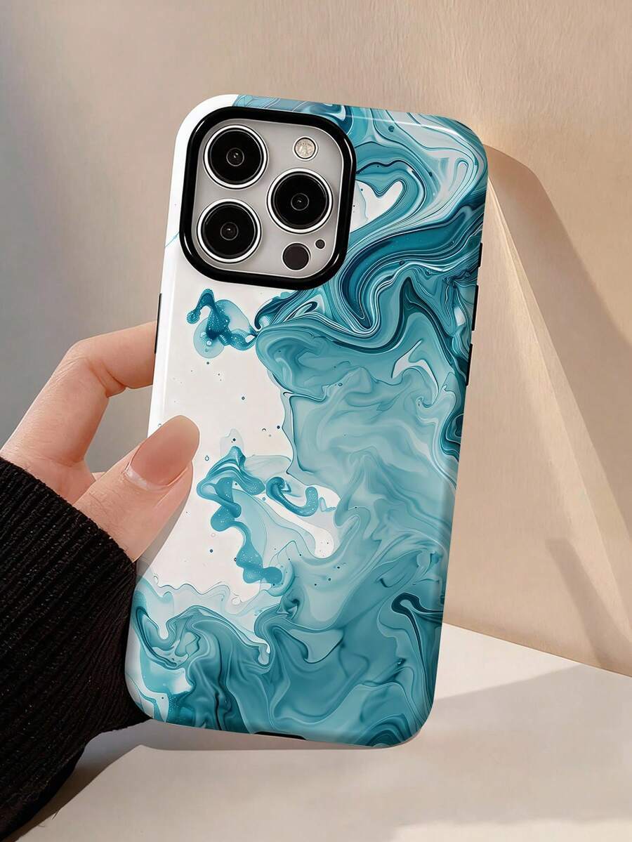 1pc Ins Premium Fluid Wave Art Ink Wash Gold Foil Marble Pattern Design, Phone 17 Pro Max Phone Case, Compatible With Phone 16 Pro Max, 15 Pro Max, 14 Pro Max, High-End Fashionable And Interesting Phone Case, Suitable For 11/12/13/14/15/16 Pro Max Plus, Elegant Design For Men And Women, Perfect Gift For Friends, Besties On Holidays, Birthdays, Daily Life, Anniversaries! - Multicolor - View 1