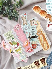 30pcs Watercolor Cat Paper Bookmarks-Hand-Painted Cute Kitty Page Markers, Aesthetic And Soothing Reading Accessories, Book Club Gifts & Presents For Cat Lovers - 30pcs/pack - View 10