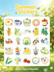 50pcs Summer Planner Doodle Stickers Ins Style Hand-Drawn Cold Drink & Floral Pattern Die-Cut Stickers DIY Planner Card Cup Notebook Luggage Decoration Stickers Back To School Essential Cute Stickers Halloween Back To School - Multicolor - View 5
