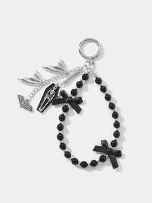 1pc Halloween Coffin Bat Wings Bow Keychain Bag Charm - Multicolor - View 2