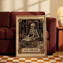 1pc Frameless Vintage Gothic Tarot Skeleton Wall Art Print, Minimalist Witchy Room Decor For Dorm, Bedroom, Party, Back To School, Funky Posters - Frameless - View 2