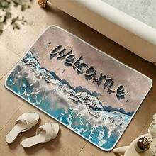 1pc Summer Beach Vacation Style Gold Diamond Velvet Rug, Comfortable & Durable, Balcony Hallway Decor Carpet, Entryway Bedroom Kitchen Doormat, Home Essential - Multicolor - View 6