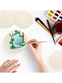 10pcs Unfinished Natural Round Wooden Discs, Smooth Original Color Wood Slices, Suitable For Customized Art Creation, Coaster Making, Wall Hanging Decoration And Rustic Home Interior Tabletop Decor Craft Materials - A - View 3