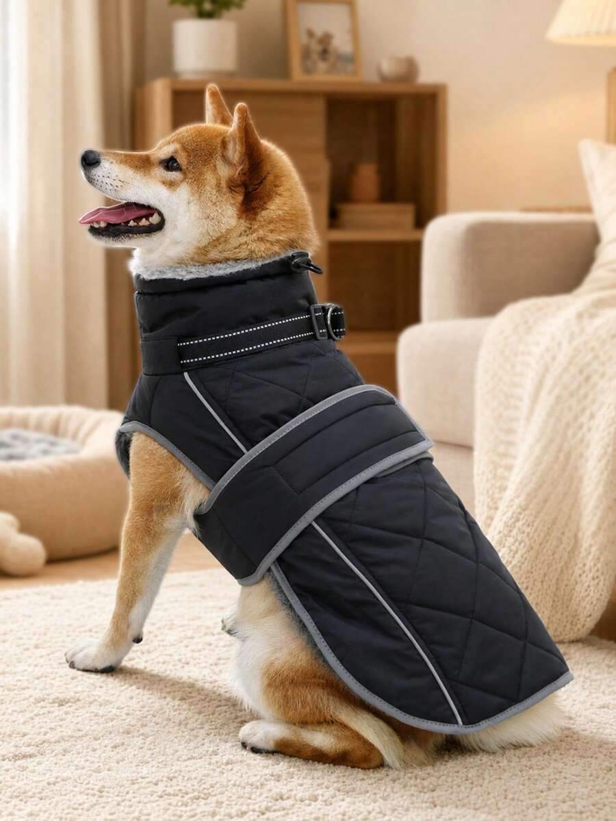 Warm Dog Winter Jacket, Collar With Built-In D-Ring, Reflective High Neck Fleece Vest, Adjustable Cold Weather Snow Jacket, Suitable For Small And Medium-Sized Dogs To Wear