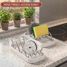 Wavy Soap Dish Drain Rack, Bathroom Soap Holder Drain Rack, Stainless Steel Kitchen Drain Rack, Countertop Sponge Cleaning Cloth Drain Rack (Next To Sink), Quick Draining, Keeps Countertop Dry, Stable Placement For Sponges - Multicolor - View 6