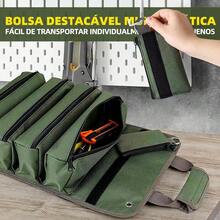 [Bolsa de Ferramentas Resistente] 1 Peça Bolsa Organizadora de Ferramentas Impermeável e Resistente com Design Portátil Enrolável, Alça de Ombro Ajustável bolsa masculina - Verde Militar - Visão 9