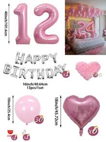 粉色與銀色氣球花環生日套組，40英吋大數字箔氣球，適合男士與女士，16歲生日、18歲生日、20歲生日、21歲生日、25歲生日、30歲生日、35歲生日、45歲生日派對裝飾 - 粉紅銀色 - 查看 25