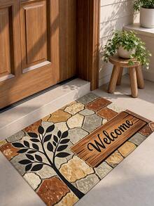 1pc Pebble Tree Of Life Welcome Mat, Outdoor Carpet Runner Area Rug, TPR Backing Non-Slip Mat, Suitable For Bathroom, Indoor, Hallway, Bedroom, Living Room, Bedside, Machine Washable Easy To Clean Entryway Mat Home Decor - Multicolor - View 7