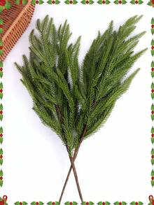 Green Artificial Pine Needle Branches, Faux Fir Pine Stems, DIY Christmas Wreath, Garland, Bouquet, Artificial Greenery For Wedding, Home, Tabletop, Holiday Decor, Photo Props - Green - View 4
