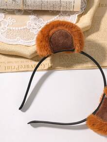 1pc Cute Plush Bear Ears Headband Fuzzy Fluffy Animal Hair Hoop For Party Amusement Park Cosplay Hair Accessories - Multicolor - View 8