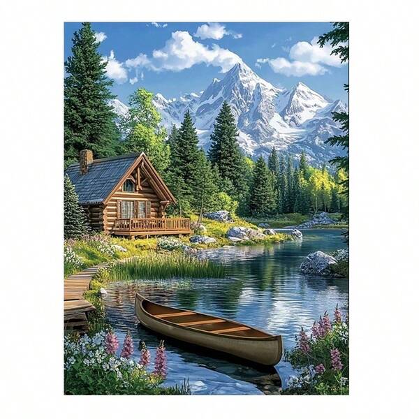 2D Flat Printing, 1pc 5D Diamond Painting Set, Landscape Pattern, Diamond Mosaic Gift. Exquisite Adult And Beginner Handmade Diamond Sticker Art. Comes With Round Full Diamond Dot Digital Art Kit DIY. Ideal Choice As New Year Gift, Perfect For Home Decor And Room Wall Decoration, Unframed.