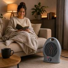 Aquecedor Elétrico Portatil Silencioso 2 nives De Temperatura Quartos Salas Escritorio Clima Agradável Rapidamente - Cinza - Visão 3
