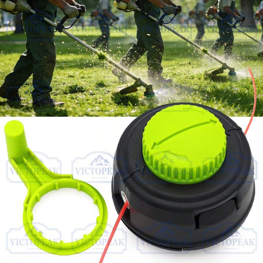 1pc 123mm Diameter M10*1.25 Left-Hand Thread Automatic Feed Trimmer Head With Handle, Easy Line Replacement, Engineering Plastic New Rotating Design, Universal Lawn Mower Accessory For Garden, Orchard And Yard Weeding