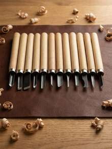12/10/8/6/5/4/3Pcs Pottery Clay Carving Tools Set Wood Handle High Carbon Steel Chisel Set For Sculpting Crafts Beginners Students - Multicolor - View 1