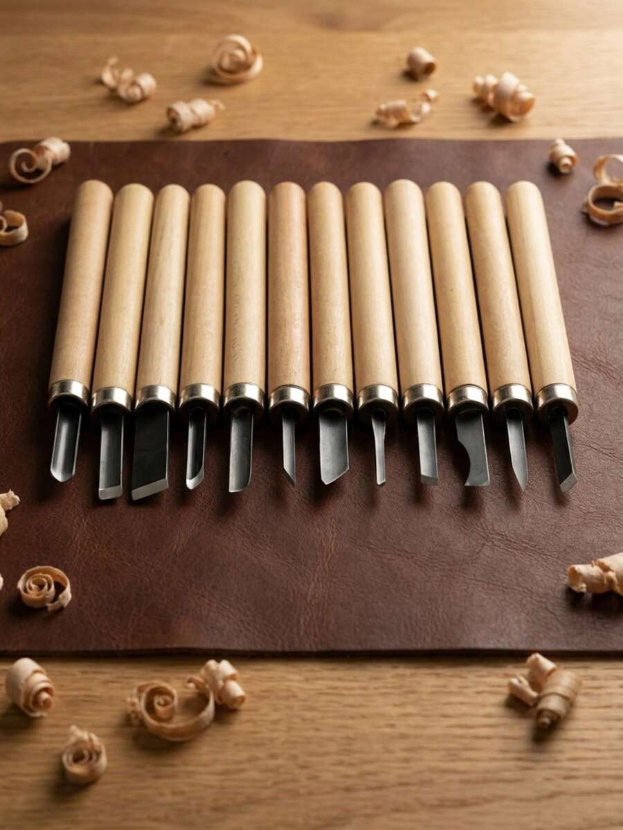 12/10/8/6/5/4/3Pcs Pottery Clay Carving Tools Set Wood Handle High Carbon Steel Chisel Set For Sculpting Crafts Beginners Students - Multicolor - View 1
