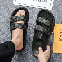 Men's Casual Slides, Comfortable One-Strap Round Toe Slippers, Fashionable Outdoor Beach Sandals For Summer - Black - View 7