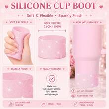 6PCS Butterfly Tumbler Accessories Set For 40oz Cups, Glitter Silicone Boot, Butterfly Straw Topper, Pom Pom Keychain, Flower Charm, Butterfly Pendant Chain & Heart Adhesive Hook, Cute Cup Decor Gift For Women, Cup Not Included - Multicolor - View 8
