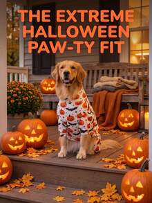 1pc Halloween Dog Anti-Shedding Pajamas, Warm High-Elastic Full Coverage Pet , Anti-Licking Anti-Insect Protection Jumpsuit, Suitable For Small Medium Large Dogs, Halloween All-Over Print Dog Clothes, Cute Pumpkin And Bat Pattern - Multicolor - View 3