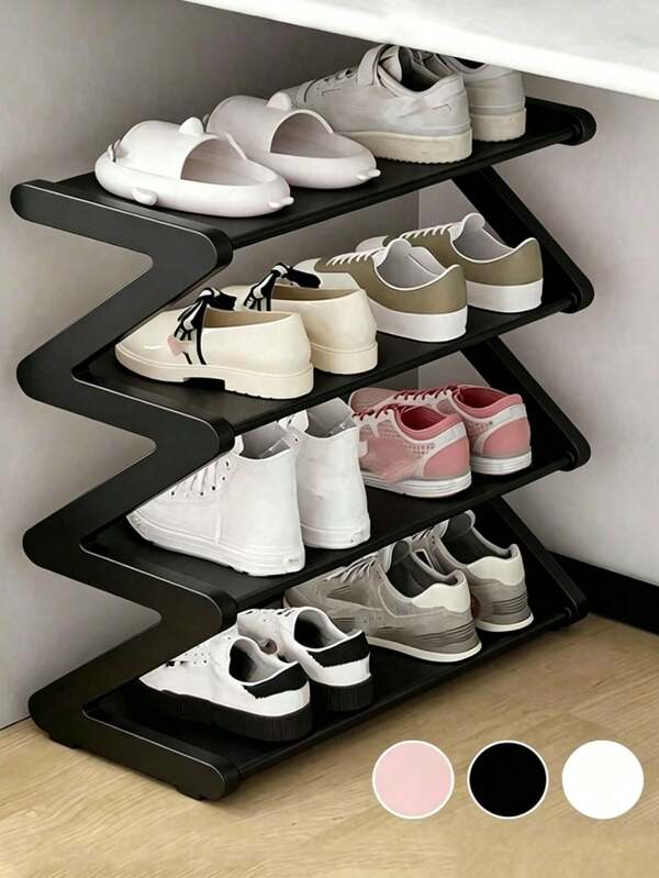 Z-Shaped Plastic Shoe Rack Floor-Standing Storage Rack Multi-Functional Large Capacity Easy Assembly Home Dormitory Space-Saving Storage Rack Suitable For Living Room Bedroom
