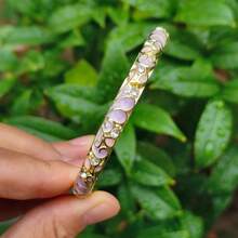 Handmade Enamel Bracelet, Rhinestone Enamel Shiny Thin Bracelet, Fashionable Cute Colorful Gold-Plated Vintage Bracelet, Stackable, Gift For Wife Or Friend - Grape Diamond Bracelet - View 15