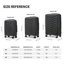 W WINGS 3 PiecesLuggage Set (20", 24", 28") | Polypropylene Hard Shell Suitcase, Combination Lock, Telescopic Handle, 360° Dual Wheels - Black - View 5