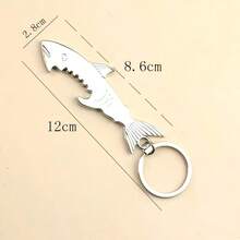1Pc Shark Shaped Bottle Opener Keychain, Portable Metal Beer Opener Key Ring For Outdoor Party Gift - Multicolor - View 4
