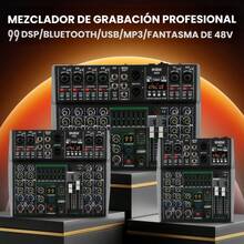 AK 6-Channel Professional Audio Mixer, 99 DSP, Bluetooth Connectivity For Mobile Phones, Built-In USB Interface, Computer Recording Capability, Compatible With 12V Car Power And 48V Phantom Power. Ideal For Live Broadcasts, Small Concerts, Etc. - Grey - View 4