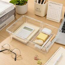 Expandable Storage Box, Desktop And Drawer Organizer, Cosmetic Storage Box, Office Supplies Organizer, Suitable For Storing Pencils, Suitable For Storing Makeup Brushes, Lipsticks. - Clear - View 5