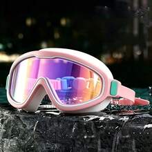 1pc Electroplated Anti-Fog Waterproof High Definition Swimming Goggles Silicone Material Large Frame Wide Vision Unisex Outdoor Swimming Competition Racing Equipment Water Sports Accessories - Pink - View 2