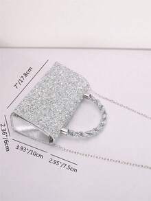 REMANLAND Fashionable Elegant Diamond Handbag With Shoulder Strap, Evening Bag - Silver - View 2
