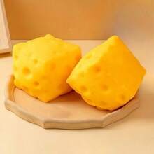 1pc Large Cheese Squishy Toy, 4 Inch Super Soft Slow Rebound Stress Relief Squeeze Toy, Cute Cartoon Cheese Block Desk Decor, Suitable For Teens And Adults Stress Relief Gift - Multicolor - View 8